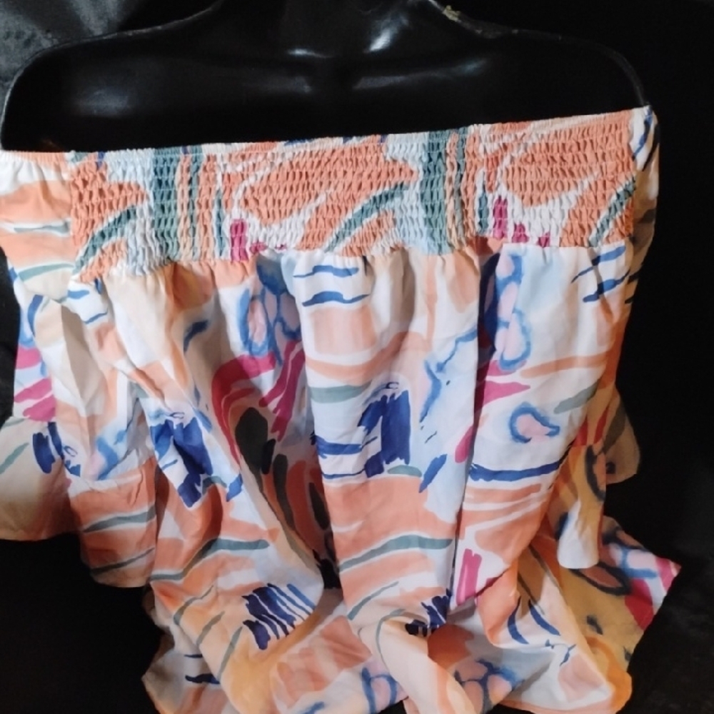 Multicolor Abstract Off-Shoulder Blouse - Picture 5 of 7